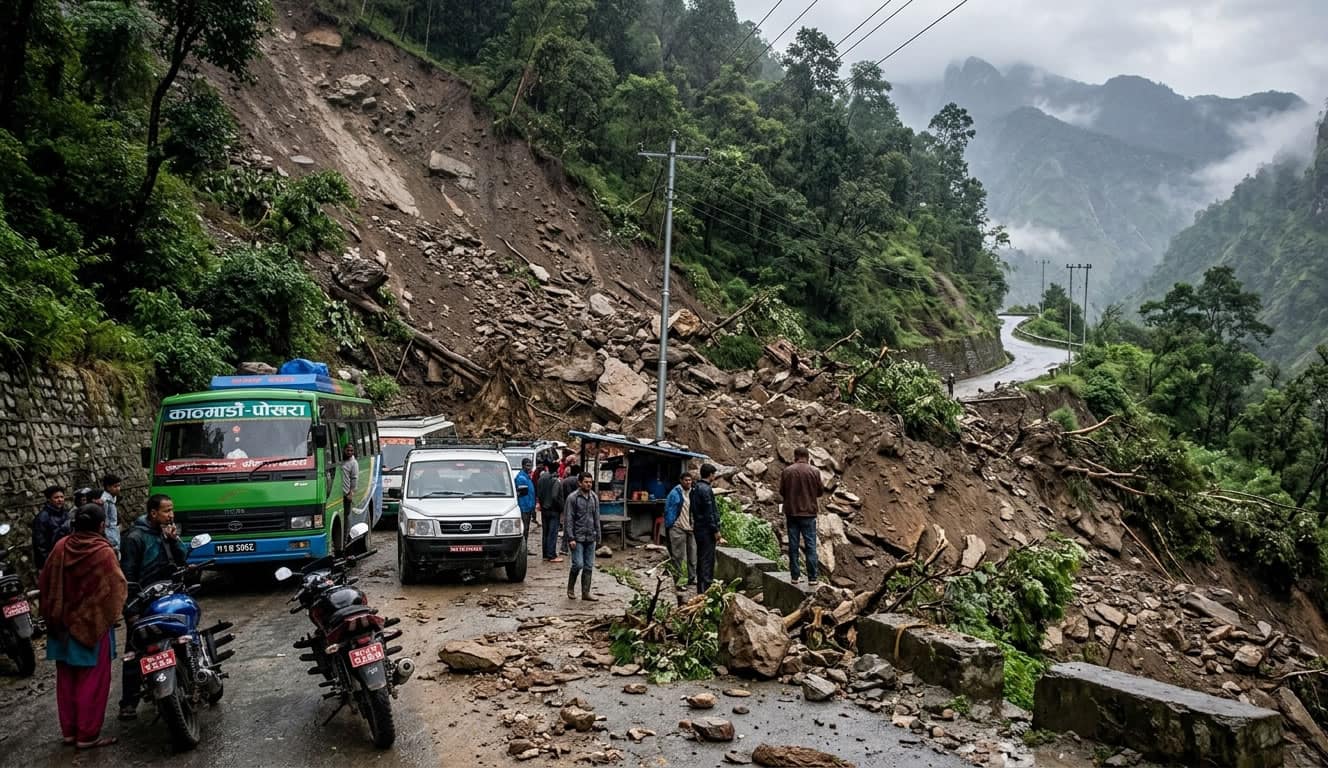 पहिरोले मध्यपहाडी लोकमार्ग अवरुद्ध